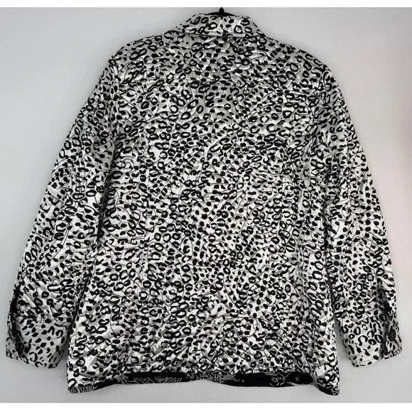 Chicos Pagoda Asian Black White Reversible Embroidered Jacket 4 XXL/20 - Picture 12 of 12